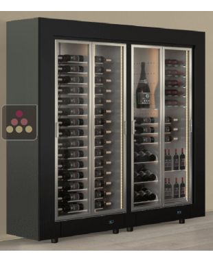 Freestanding combination of two multi-temperature wine display cabinets - Mixed equipment - Flat frame CALICE DESIGN
