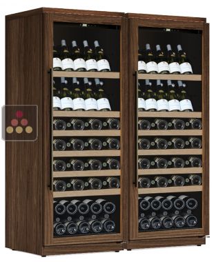 Combination of 2 single temperature wine cabinets for storage or service - Mixed shelves CALICE