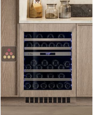 Dual temperature built in wine cabinet for storage and/or service - Push open door and customizable front LE CHAI