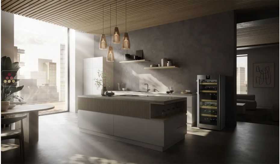 Dual temperature wine cabinet for ageing or service