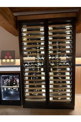 Custom-made N°1 single-temperature wine cabinet - steel frame- 359 Bottles - Sliding and présentation shelves