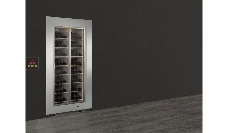 Built-in multi-temperature wine display cabinet - Inclined bottles - Flat frame
