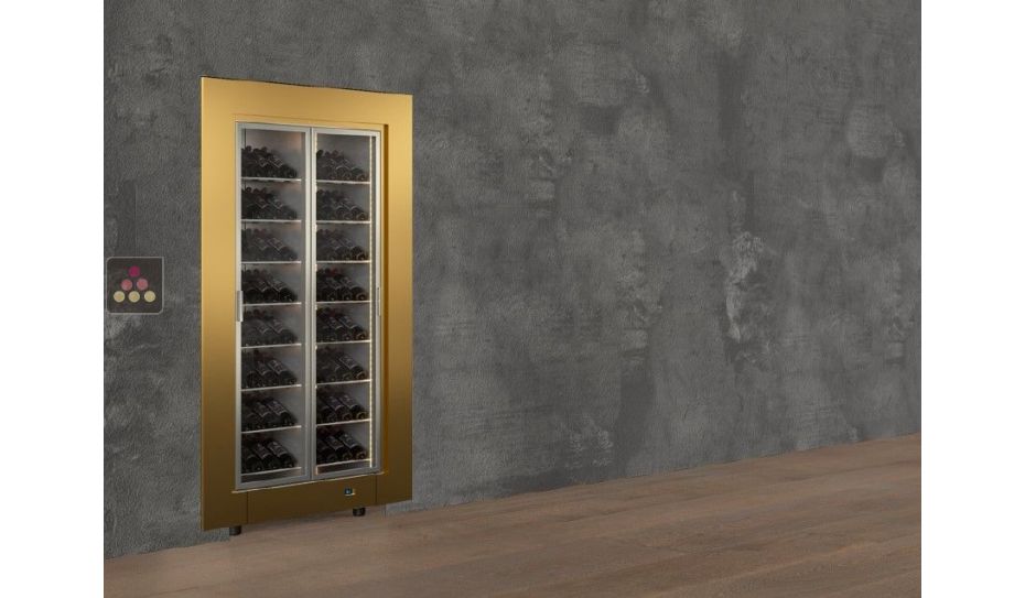 Built-in multi-temperature wine display cabinet - Inclined bottles - Flat frame