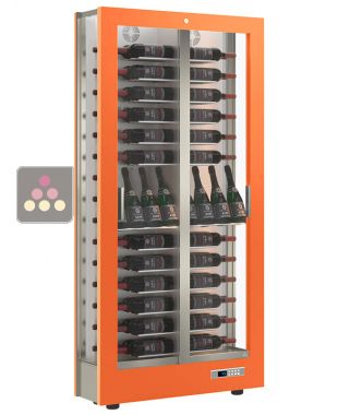 Professional multi-temperature wine display cabinet - 3 glazed sides - 36cm deep - Mixed shelves - Magnetic and interchangeable cladding CALICE DESIGN
