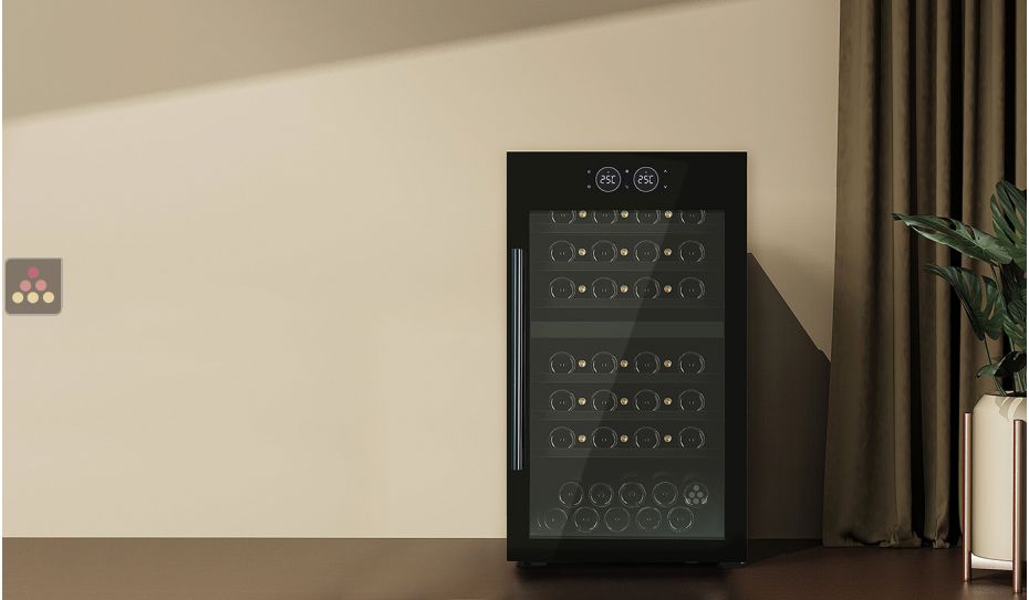 Dual temperature wine cabinet for service