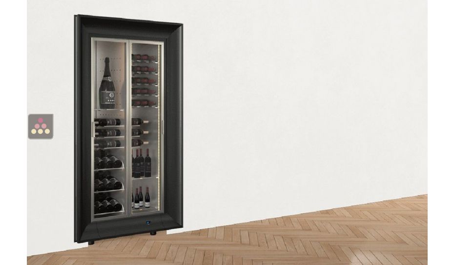 Built-in multi-temperature wine display cabinet - Mixed shelves - Curved frame