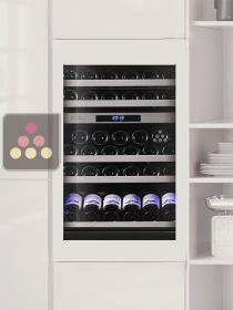 Dual temperature built in wine cabinet for service or aging self-ventilated with a customizable front LE CHAI