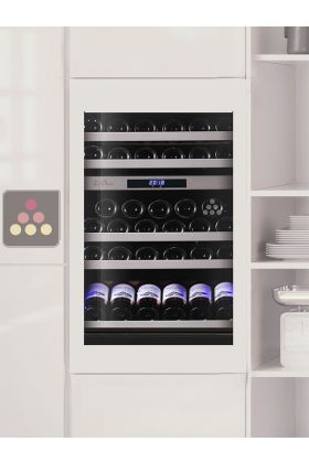 Dual temperature built in wine cabinet for service or aging self-ventilated with a customizable front