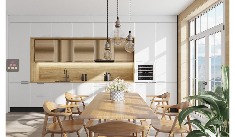 Dual temperature built in wine cabinet for service self-ventilated with a customizable front