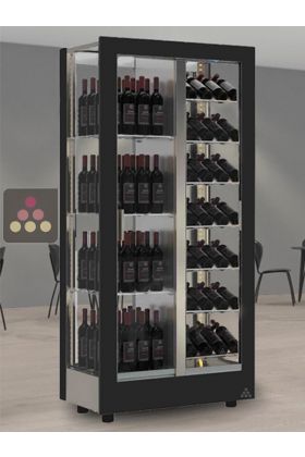 Professional multi-temperature wine display cabinet - 4 glazed sides - Mixed equipment - Interchangeable cladding