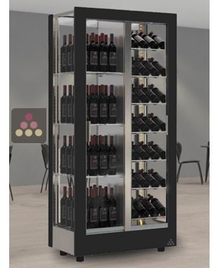 Professional multi-temperature wine display cabinet - 4 glazed sides - Mixed equipment - Interchangeable cladding CALICE DESIGN