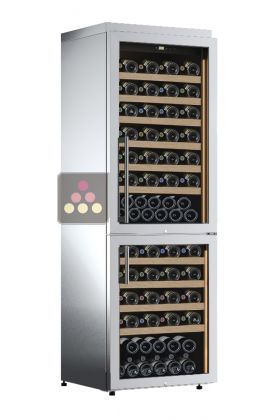 Dual temperature wine cabinet for service and/or storage - Stainless steel cladding - Sliding shelves