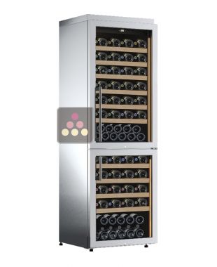 Dual temperature wine cabinet for service and/or storage - Stainless steel cladding - Sliding shelves CALICE