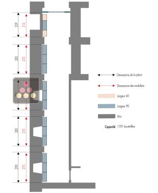 5 Arrangement of 1701 bottles cellars with wood Trays - Specific manufacturing - Essentiel System - H=90cm  Ma Cave à Vin