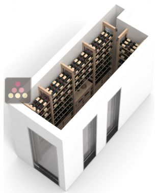 Arrangement of 337 bottle cellars - 16 wooden cases - Specific manufacturing - Wood System ARCHITECTURE INTERIEURE DU VIN