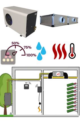 Air conditioner for wine cellar 2750W - Ductable evaporator - Cooling, Heating and Humidifying