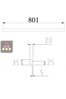 Wooden drawer front in old oak Length 801 mm