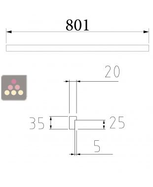 Wooden drawer front in old oak Length 801 mm Ma Cave à Vin