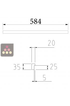 Wooden drawer front in old oak Length 584 mm