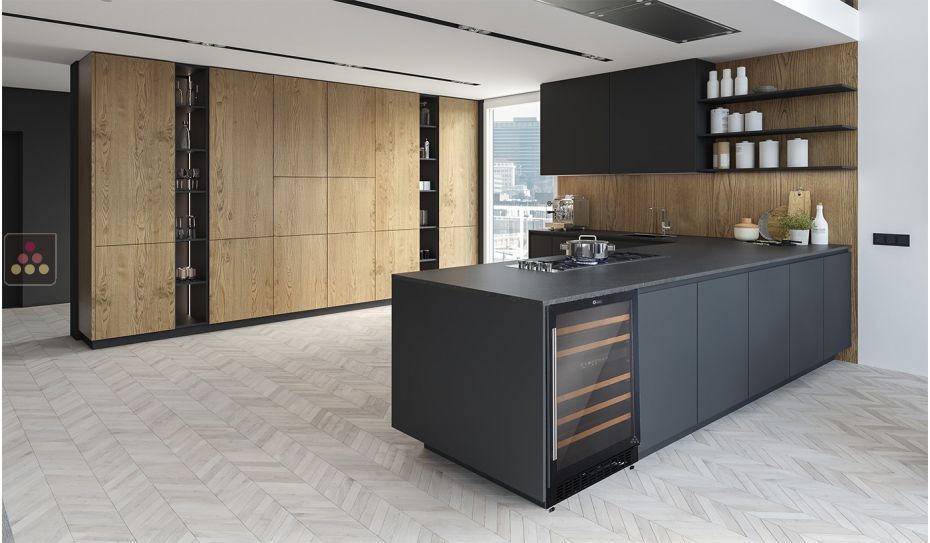 Dual temperature wine cabinet for conservation and/or service - can be built-in under a counter