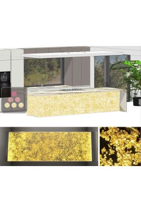 Kit of 2 synthetic glass panel with backlighting with white frame - Gold Pépites Inclusions