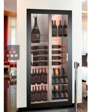 Built-in professional multi-temperature wine display cabinet for storage or service - 36cm deep - Mixed shelves CALICE DESIGN