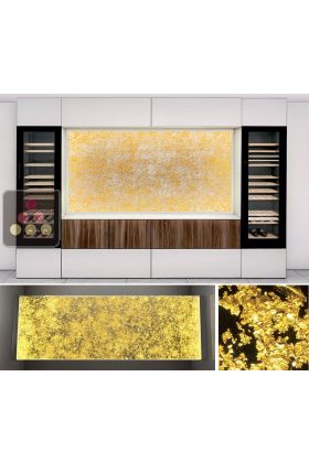 Synthetic glass panel with backlighting with white frame - Gold Pépites Inclusions