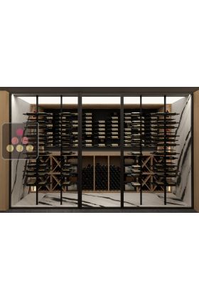 Set of 4 floor/ceiling columns for bottle supports in black painted steel - Custom-made - Study + manufacturing + installation