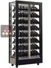 Professional multi-temperature wine display cabinet - 4 glazed sides - Inclined bottles - Without cladding CALICE DESIGN