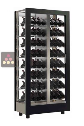 Professional multi-temperature wine display cabinet - 4 glazed sides - Inclined bottles - Without cladding