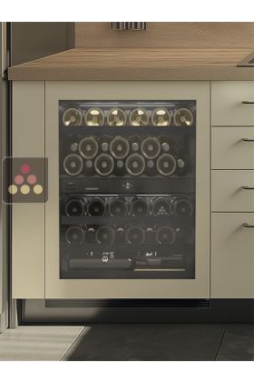 Dual temperatures built-in wine cabinet for storage and/or service - Customizable front
