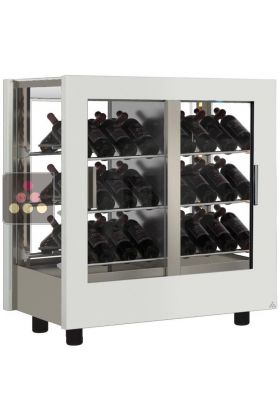 Wine display cabinet - Pro - 4 glazed sides - Wooden cladding - Inclined bottles