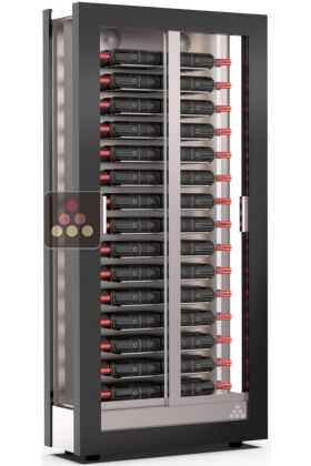 Multi-temperature wine display cabinet for service and storage - HOME - 3 glazed sides - Horizontal bottles - 36cm deep 