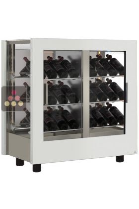 Wine display cabinet - Pro - 3 glazed sides - Wooden cladding - Inclined presentation