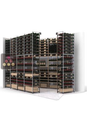 Personalised cellar fittings with steel structure and wooden strips for 1106 bottles - Essentiel bois