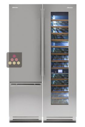 Combined 328L fridge/freezer and 2-temperature serving and storage wine cellar
