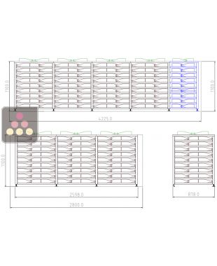 Custom steel wine cellar installation - level (R-1) - Steel frame - 90 Magnums + 1323 Bottles - stainless steel sliding shelves Ma Cave à Vin