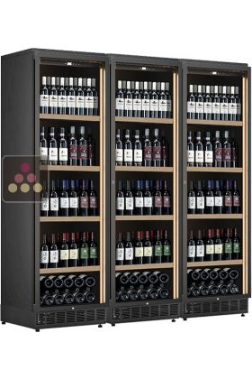 Built-in combination of 3 conservation or service wine cabinet - Vertical bottles