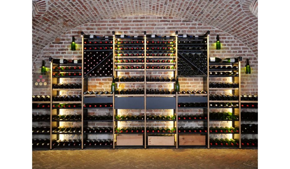Wood and metal cellar rack for 1850 bottles - Specific manufacturing - Essentiel Wood