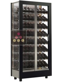 Wine display cabinet - Pro - 3 glazed sides - Wooden cladding - Inclined bottles  CALICE DESIGN