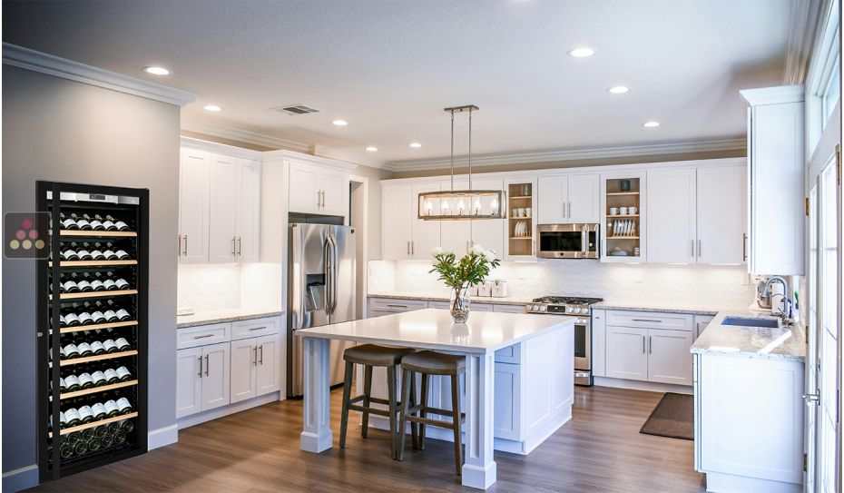 Built-in single temperature wine ageing or service cabinet - Full Glass door - Inclined bottles