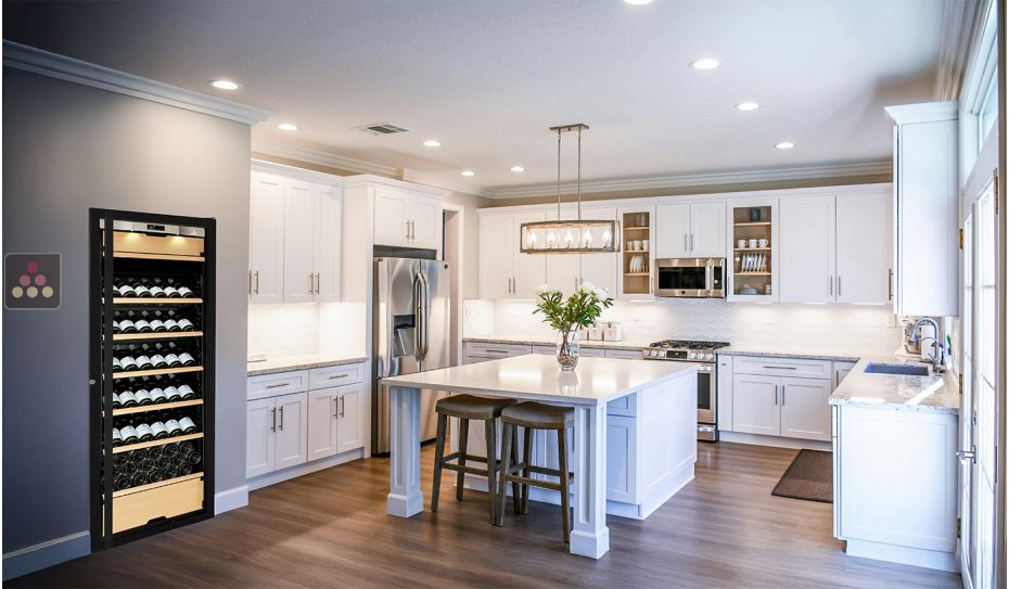 Built-in multi-Purpose Ageing and Service Wine Cabinet for cold and tempered wine - 3 temperatures - Inclined bottles - Full Glass door