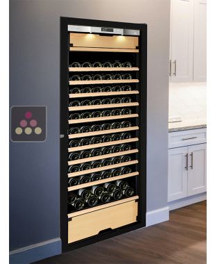 Built-in multi-Purpose Ageing and Service Wine Cabinet for cold and tempered wine - 3 temperatures - Sliding shelves - Full Glass door TRANSTHERM