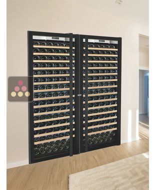 Built-in combination of 2 single temperature wine cabinets for ageing and/or service - Full Glass door TRANSTHERM
