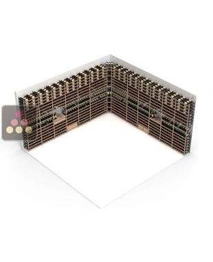 Personalised cellar fittings with steel structure and wooden strips for 1300 bottles - Essentiel bois ARCHITECTURE INTERIEURE DU VIN