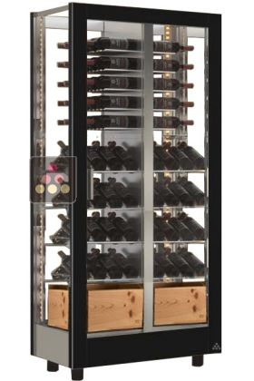 Wine display cabinet - Home - 4 glazed sides - Flat frame - Mixed shelves
