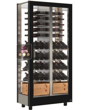 Wine display cabinet - Home - 4 glazed sides - Flat frame - Mixed shelves CALICE DESIGN