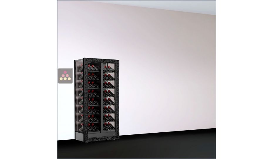 Wine display cabinet - 3 glazed sides - Home - Flat frame - Inclined bottles