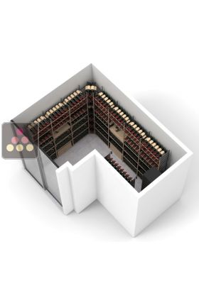 Wood and metal cellar rack for 1552 bottles - Specific manufacturing - Essentiel Wood