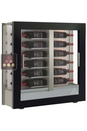 Wine display cabinet - Pro - 3 glazed sides - Horizontal bottles - Wooden cladding - 38cm deep